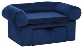 vidaXL Καναπές - Κρεβάτι Σκύλου με Συρτάρι Μπλε 75x50x38 εκ. Βελουτέ