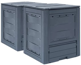 vidaXL Κομποστοποιητές Κήπου 2 τεμ. Γκρι 60 x 60 x 73 εκ. 520 Λίτρα