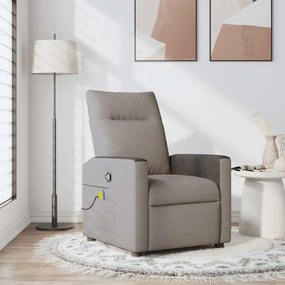 vidaXL Πολυθρόνα Μασάζ Ανακλινόμενη Taupe Υφασμάτινη