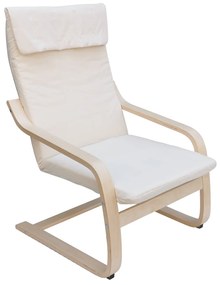 Πολυθρόνα CLOVER Λευκό/Φυσικό Ύφασμα/Ξύλο 67x80x100cm