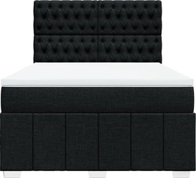 vidaXL Κρεβάτι Boxspring με Στρώμα Μαύρο 140x190 εκ. Υφασμάτινο