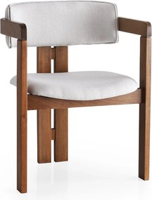 Καρέκλα Κρεμ / Καρυδί CLICRUL 58x49x76