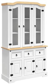 vidaXL Βιτρίνα Corona Λευκή 112 x 43 x 196 εκ. από Μασίφ Ξύλο Πεύκου