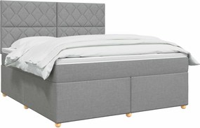 vidaXL Κρεβάτι box spring με στρώμα Ανοιχτό γκρι 160 x 200 cm Ύφασμα
