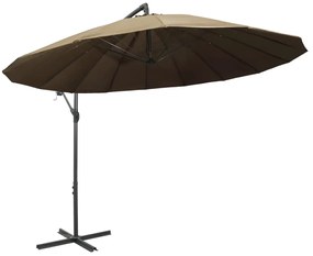 vidaXL Ομπρέλα Κρεμαστή Taupe 3 μ. με Ιστό Αλουμινίου