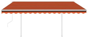 Τέντα Αυτόματη με LED &amp; Αισθητήρα Ανέμου Πορτοκαλί/Καφέ 4,5x3 μ - Πολύχρωμο