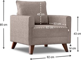 Πολυθρόνα Bella Megapap υφασμάτινη χρώμα κρεμ 82x81x85εκ.