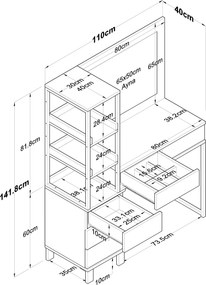 Τουαλέτα Μακιγιάζ Λευκό BRULE 110x40x141.8