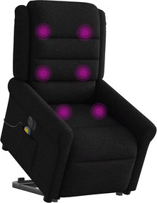 vidaXL Πολυθρόνα Μασάζ Ηλεκ. Ανακλινόμενη με Ανύψωση Μαύρη Υφασμάτινη