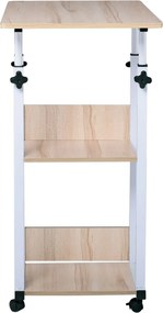 LIFT Βοηθητικό Τραπεζάκι Μέταλλο Βαφή Άσπρο, Melamine Απόχρωση Maple   1τμχ