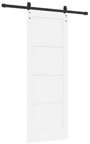 vidaXL Συρόμενη Πόρτα με Σετ Υλικών Λευκή 73.5 x 198.5 εκατοστά Συμπαγής Ξύλο Πεύκου