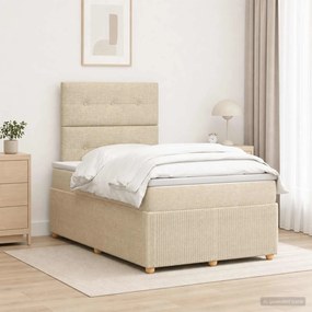 vidaXL Κρεβάτι box spring με στρώμα Κρεμ 120 x 190 cm Ύφασμα