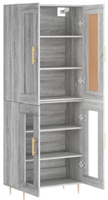 vidaXL Ντουλάπι Γκρι Sonoma 69,5 x 34 x 180 εκ. Επεξεργασμένο Ξύλο