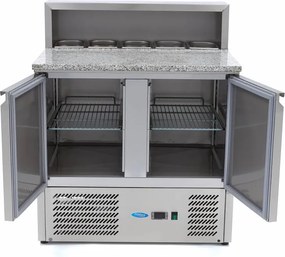 Pizza Prep Fridge - 90cm - 2 Doors - Fits 5 x 1/6 GN - incl Stainless Steel Cover
