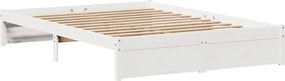 vidaXL Σκελετός Κρεβ. Χωρίς Στρώμα Λευκό 140x190 εκ Μασίφ Πεύκο