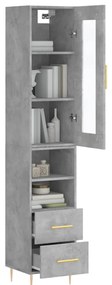 vidaXL Ντουλάπι Γκρι Σκυροδέματος 34,5x34x180 εκ. Επεξεργασμένο Ξύλο