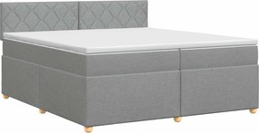vidaXL Κρεβάτι box spring με στρώμα Ανοιχτό γκρι 200 x 200 cm Ύφασμα