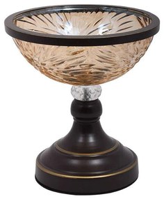 Διακοσμητικό Μπωλ Με Πόδι 373-223-972 20x22cm Honey-Brown Metal, Glass