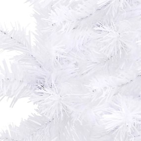 vidaXL Χριστουγεν. Δέντρο Γωνιακό Τεχνητό LED/Μπάλες Λευκό 210 εκ. PVC