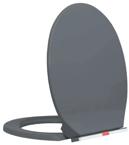 vidaXL Κάλυμμα Λεκάνης με Soft Close &amp;amp; Quick Release Οβάλ Γκρι