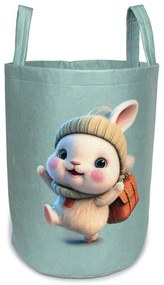 DIMCOL Παιδικό Καλάθι Αποθήκευσης Happy Bunny 42 50X30X45 cm Βεραμάν Υφασμάτινο 31463608014