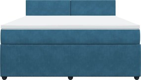 vidaXL Κρεβάτι Boxspring με Στρώμα Μπλε 180x200 εκ. Βελούδινο