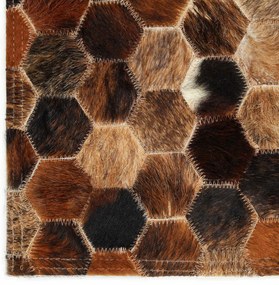 vidaXL Χαλί από Δέρμα Μοσχαριού σε Patchwork Καφέ 170 x 120 εκ. Δέρμα
