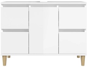 vidaXL Ντουλάπι Νιπτήρα Γυαλ. Λευκό 80x33x60 εκ. Επεξεργασμένο Ξύλο