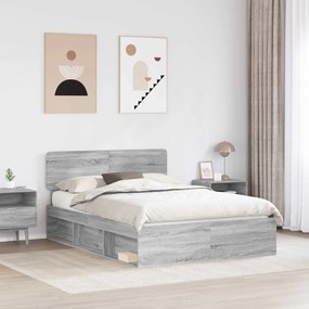 vidaXL Σκελετός Κρεβατιού Γκρι Sonoma 140 x 190 cm
