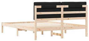 vidaXL Σκελετός Κρεβατιού με Επενδεδυμένο Κεφαλάρι Μαύρο 160 x 200 cm