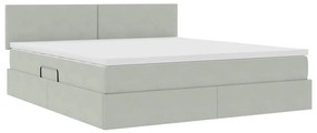 vidaXL Κρεβάτι Αποθήκης με στρώμα Ανοιχτό γκρι 180 x 200 cm Βελούδο