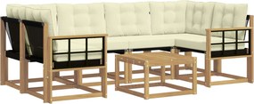 vidaXL Σειρά Καναπέ Εξωτερικού με μαξιλάρι 7 pcs Λευκό και Κρεμ