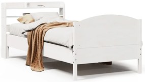 vidaXL Σκελετός Κρεβατιού Χωρίς Στρώμα Λευκό 100x200 εκ. Μασίφ Πεύκο