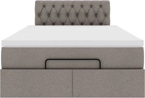 VidaXL Οθωμανικό κρεβάτι με στρώμα & LEDs Taupe 120x190cm ύφασμα