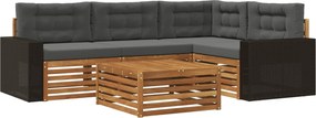 vidaXL Σειρά Καναπέ Εξωτερικού 5 pcs Φυσικό και Ανθρακί