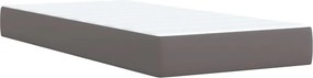 vidaXL Κρεβάτι Boxspring με Στρώμα Γκρι 90x200 εκ. από Συνθετικό Δέρμα