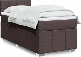 vidaXL Κρεβάτι Boxspring με Στρώμα Σκούρο Καφέ 90x200 εκ. Υφασμάτινο