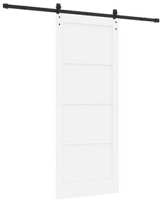 vidaXL Συρόμενη Πόρτα με Σετ Εξαρτημάτων Λευκή 86x211 cm Στερεό Ξύλο Πεύκου
