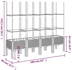 ΖΑΡΝΤΙΝΙΕΡΑ ΚΗΠΟΥ ΜΕ ΚΑΦΑΣΩΤΟ ΓΚΡΙ 160X40X142,5 ΕΚ. ΑΠΟ PP 367961