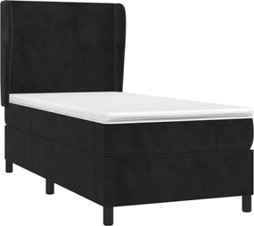 vidaXL Κρεβάτι Boxspring με Στρώμα Μαύρο 90x190 εκ. Βελούδινο