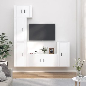 vidaXL Σετ Επίπλου Τηλεόρασης 5 Τεμαχίων Λευκό από Επεξεργασμένο Ξύλο