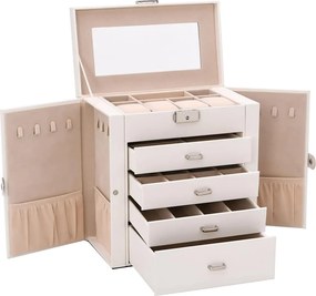 vidaXL Κοσμηματοθήκη 5 Επιπέδων με καθρέφτη Κλειδώσιμο Λευκό