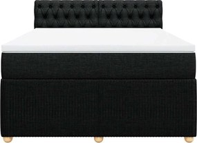 vidaXL Κρεβάτι Boxspring με Στρώμα Μαύρο 140x190 εκ. Υφασμάτινο