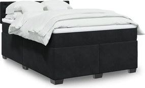 vidaXL Κρεβάτι Boxspring με Στρώμα Μαύρο 140x200 εκ. Βελούδινο
