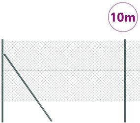 vidaXL Φράχτης αλυσίδας με 7 Στηλοβάτες 1.2x10 μ Γαλβανισμένος χάλυβας Πράσινος