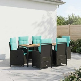 vidaXL Σετ Εξωτερικής Τραπέζης 7 τμχ. Black and Turquoise