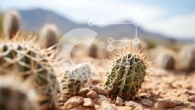 Intra Συλλεκτικό Ξύλινο Παζλ Plywood 4mm - Φυτά κάκτων στην έρημο με τα βουνά Σε Ξύλινο Κουτί - Διαστάσεις: 10x10 cm – 25 κομμάτια