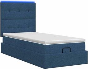 vidaXL Κρεβάτι Ottoman με Στρώμα και LED Μπλε 80 x 200 cm Ύφασμα