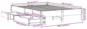 ΣΚΕΛΕΤΟΣ ΚΡΕΒ. ΧΩΡΙΣ ΣΤΡΩΜΑ ΛΕΥΚΟ 135X190 ΕΚ ΜΑΣΙΦ ΠΕΥΚΟ 3301726