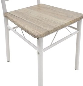 Σετ Τραπεζαρίας Roza 5τμχ χρώμα Sonoma - πόδια Λευκό Gloss 120x70x75εκ. 120x70x75 εκ.